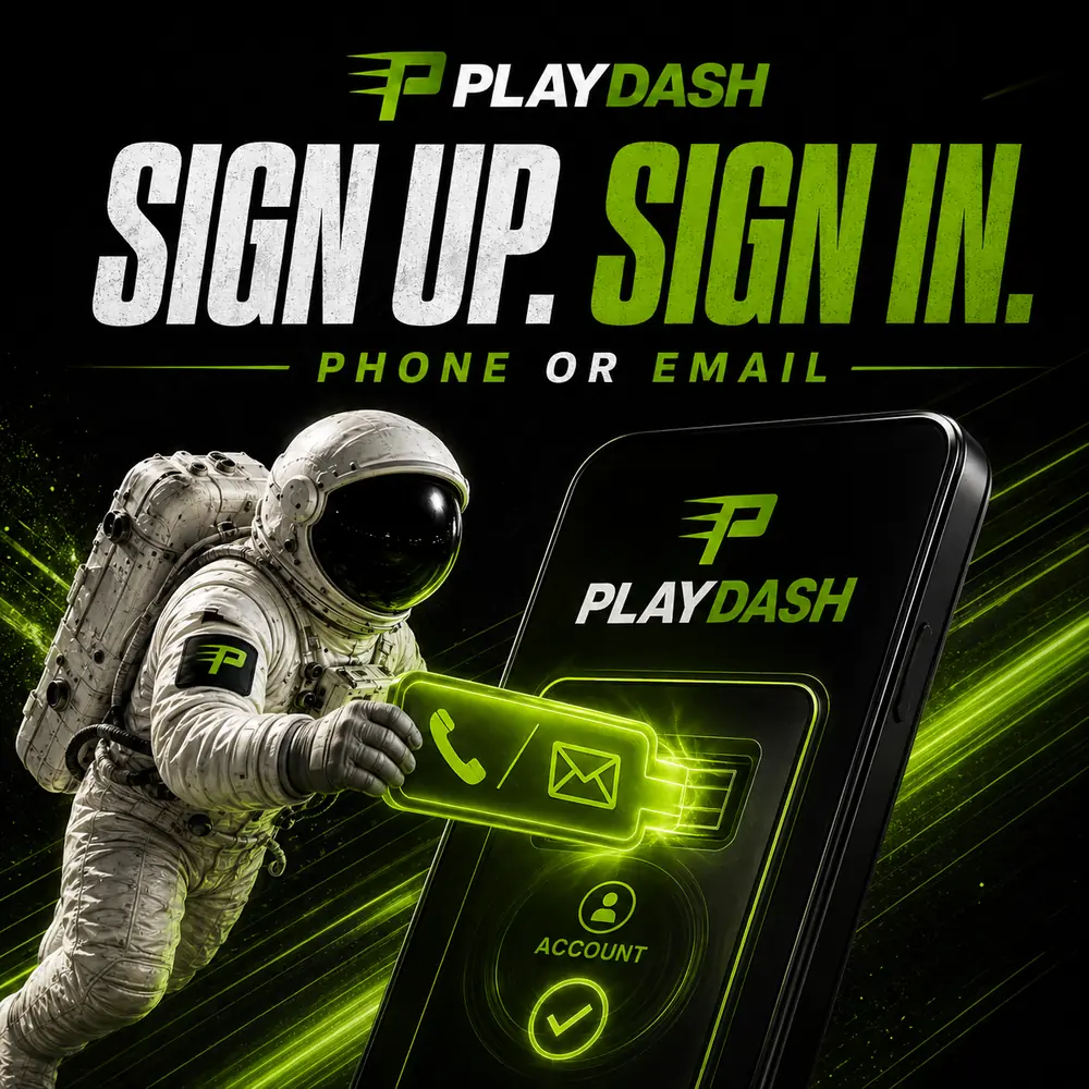 PlayDash sign up and login using a phone number or email
