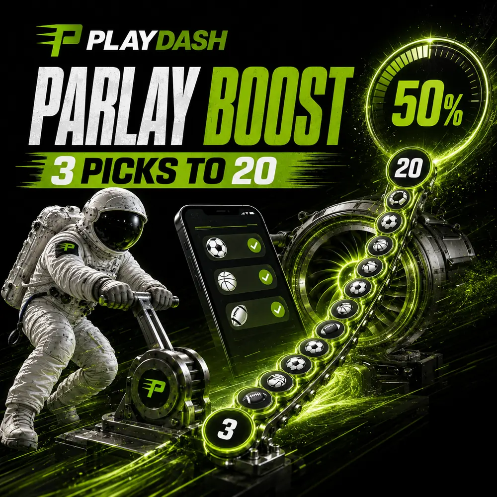 PlayDash Parlay Boost from three selections to a 50 percent bonus