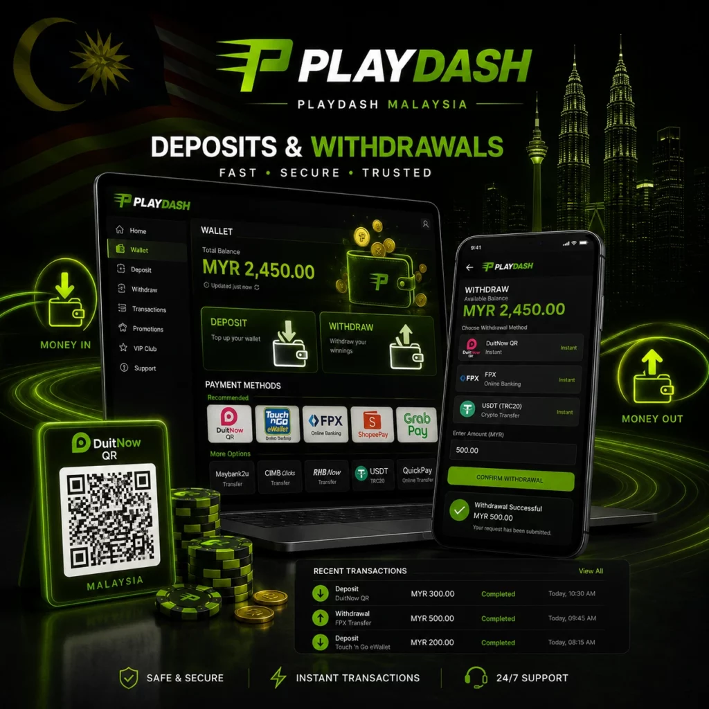 PlayDash Malaysia deposits and withdrawals with local payment methods