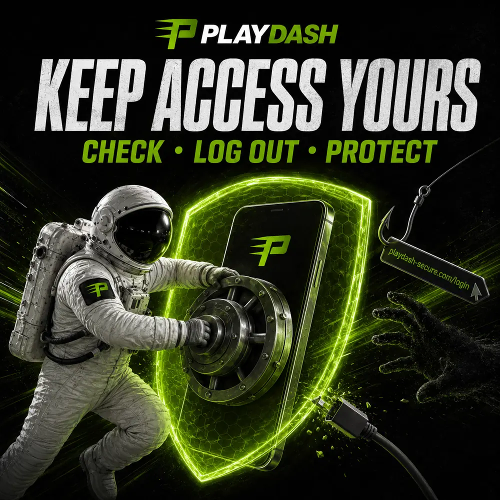 PlayDash astronaut protecting account access from phishing and shared devices